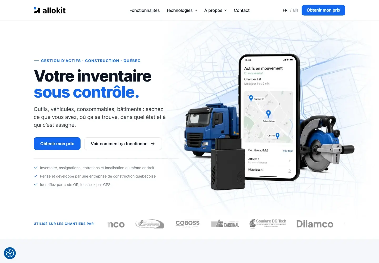 Site web Allokit pour la gestion d’actifs en construction